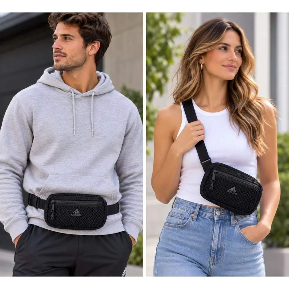 Adidas Air-mesh Waist Pack Fanny Pack Belt Bag Crossbody Core Black